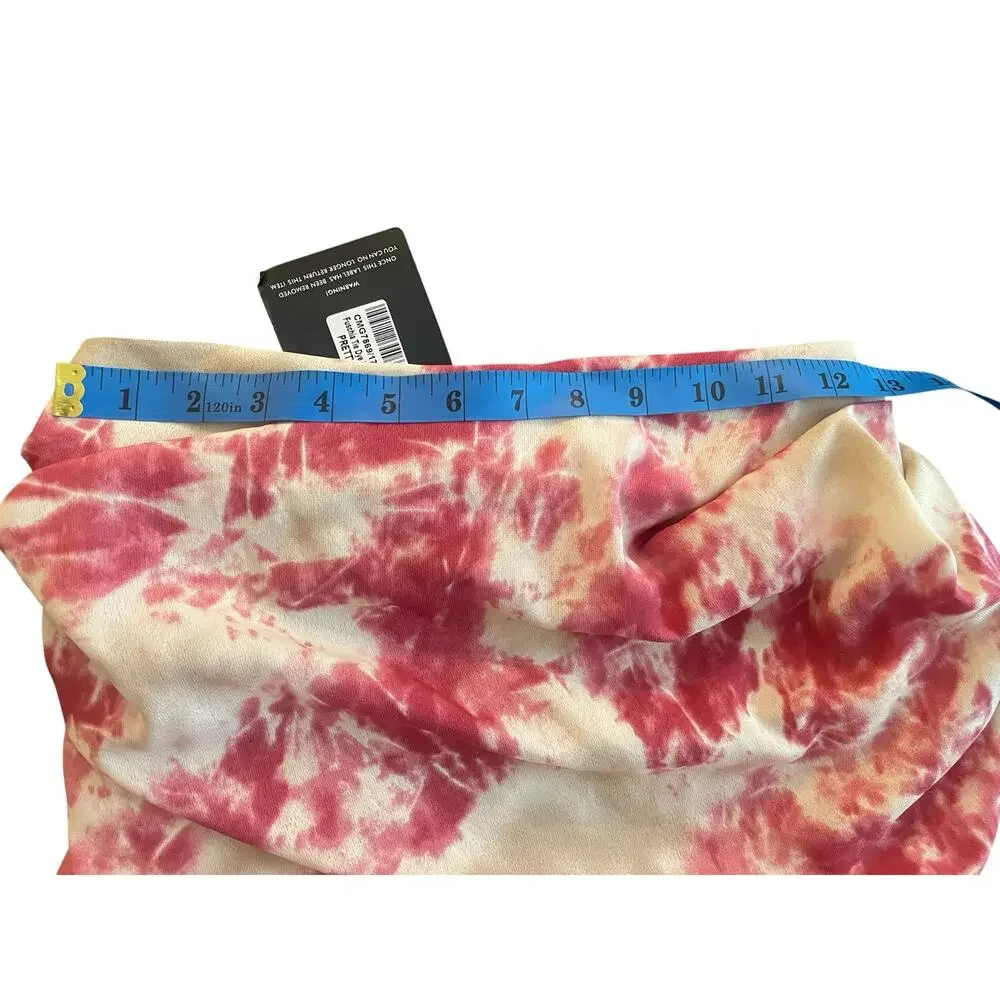 NWT PrettyLittleThing Fuchsia Tie Dye Ruched Side Midi Skirt Size 4